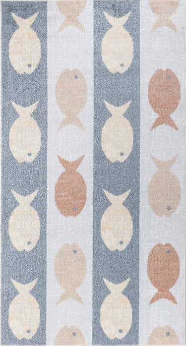 Lillian Kids Washable Multicolour, Beige & Black Rug - Small 80x150 cm (2'7'' x 4'11'')