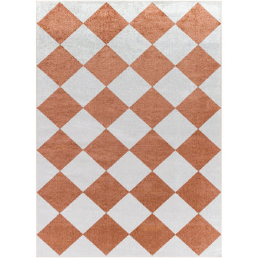 Lillian Geometric Washable Vintage Oriental Red, Off-White & Plum Rug - Large Plus 160x213 cm (5'3'' x 7')