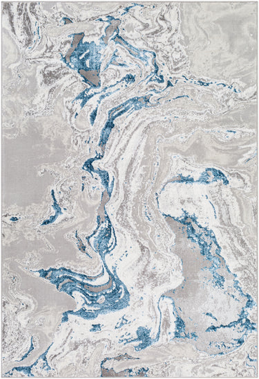 Lustro Modern Abstract Blue, Medium Grey & Light Beige Rug - Medium 120x170 cm (3'11'' x 5'7'')