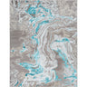 Lustro Modern Abstract Blue, Medium Grey & Ivory Rug - Medium 120x170 cm (3'11'' x 5'7'')