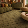 Mercer Olive Green Hand-Woven Wool Checkerboard Rug - lifestyle view