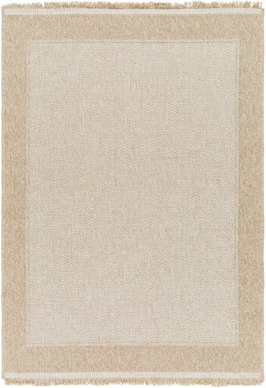 Mirage Cottage Fringe Jute Look Runner Outdoor Beige & Tan Rug - Design MGE2307 - Small Plus 117x166 cm (3'10'' x 5'5'')