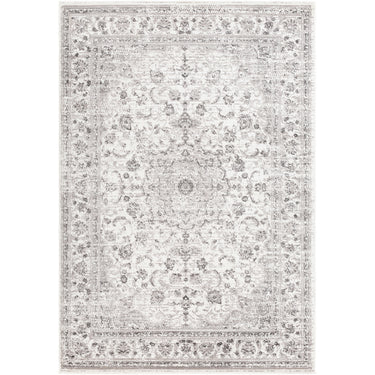 Monte Carlo Vintage Traditional Boho Oriental Grey, Charcoal & White Rug - Large Plus 160x220 cm (5'3'' x 7'3'')