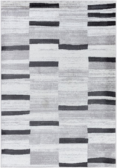 Monte Carlo Modern Graphic Skandi Black, White & Medium Gray Rug - Design MNC2361 - Medium 120x170 cm (3'11'' x 5'7'')