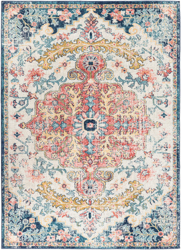 Murat Vintage Oriental Blue, Aqua & Burgandy Rug - Large Plus 160x220 cm (5'3'' x 7'3'')