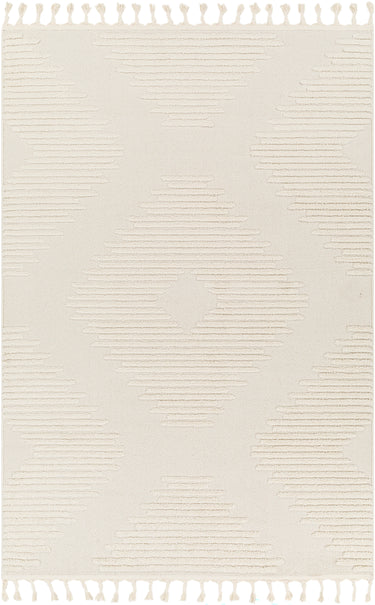 Nora Global High Pile Fringe Berber Neutral, Light Grey & Ivory Rug - Large 140x200 cm (4'7'' x 6'7'')