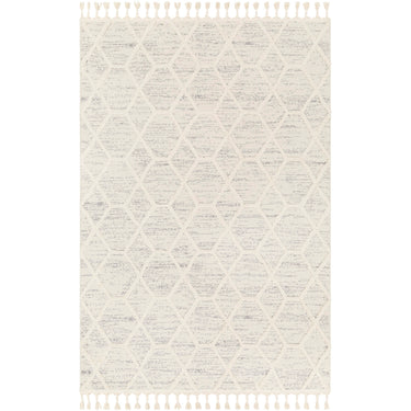Nora Geometric High Pile Fringe Skandi Grey & Ivory Rug - Large Plus 160x213 cm (5'3'' x 7')