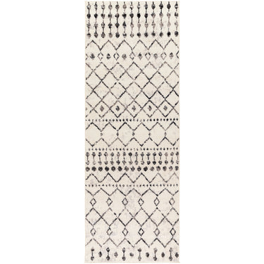 Pisa Geometric Runner Berber Grey, Black & Off-White Rug - Runner 80x220 cm (2'7'' x 7'3'')