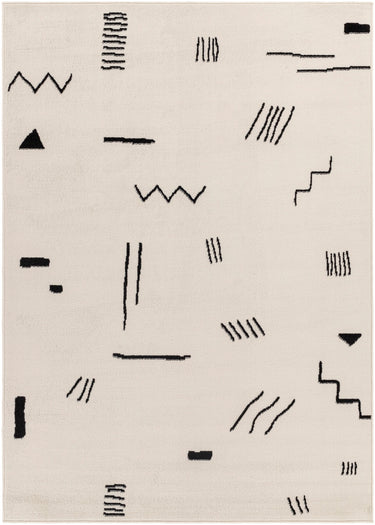 Pisa Modern Skandi Neutral, Black & Off-White Rug - Large Plus 150x213 cm (4'11'' x 7')
