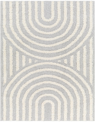 Rodos Modern Soft Plush Pile Shaggy Grey, Light Slate & White Rug - Large Plus 160x213 cm (5'3'' x 7')