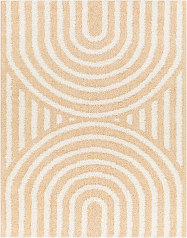 Rodos Modern Soft Plush Pile Shaggy Orange, Mustard & White Rug - Large Plus 160x213 cm (5'3'' x 7')
