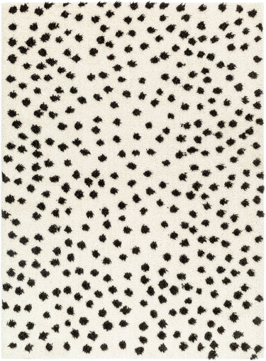 Rodos Modern Soft Plush Pile Shaggy Black, Mustard & White Rug - Large Plus 160x213 cm (5'3'' x 7')
