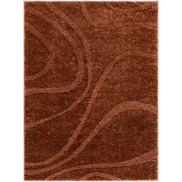 Rodos Modern Soft Plush Pile Shaggy Terracotta Rug - Design RDO2355 - Large Plus 160x213 cm (5'3'' x 7')