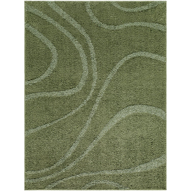 Rodos Modern Soft Plush Pile Shaggy Green Rug - Design RDO2356 - Large Plus 160x213 cm (5'3'' x 7')