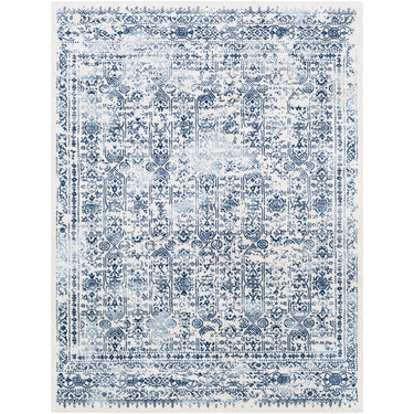 Roma Vintage Traditional Boho Oriental Blue & White Rug - Large Plus 160x215 cm (5'3'' x 7'1'')