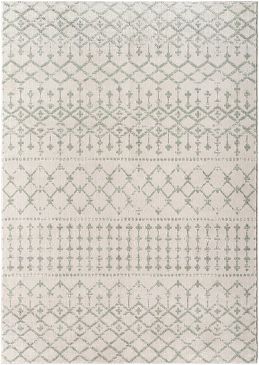Roma Geometric Berber Green, Cream & Gray Rug - Large Plus 160x215 cm (5'3'' x 7'1'')
