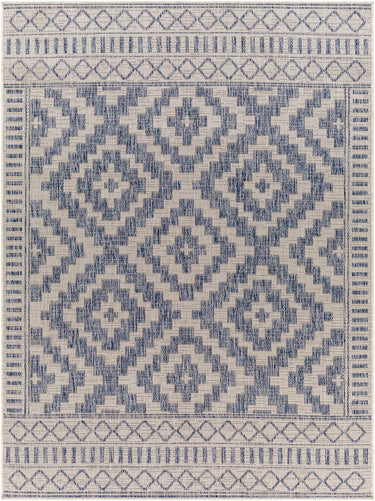 Tuareg Global Outdoor Blue & Ivory Rug - Design TRG2352 - Medium 120x170 cm (3'11'' x 5'7'')