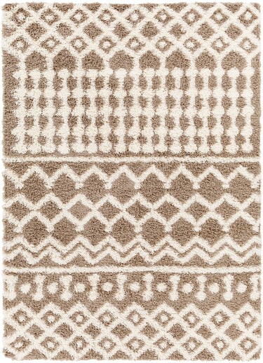 Urban Shaggy Geo Geometric Neutral, MediumBrown & Ivory Rug - Medium Plus 130x170 cm (4'3'' x 5'7'')