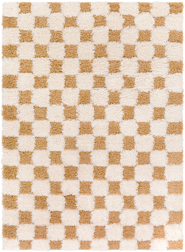 Urban Shaggy Check Modern Yellow, Cream & Mustard Rug - Medium Plus 130x170 cm (4'3'' x 5'7'')