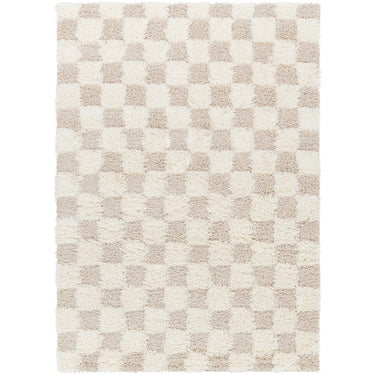 Urban Shaggy Check Modern Beige, Cream & Neutral Rug - Large Plus 160x220 cm (5'3'' x 7'3'')