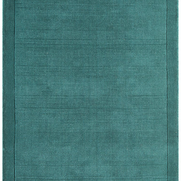 York Wool Rug Hand Made Modern Plain Bordered Rug in Teal