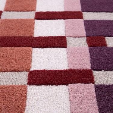 Sienna Weave Rug Modern Geometric Hand-Carved  Soft 100% Wool Area Rug in Purple Ivory Rust Terracotta