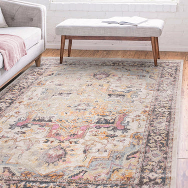 Flores Kira FR04 Traditional Classic Bordered Persian Floral Vintage Rug in Multi