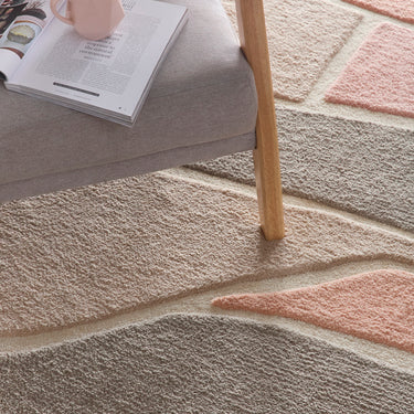 Origins Strata Pink Grey Wool Abstract Scandi Rug
