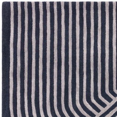Asiatic London Matrix Solstice MAX97 Viscosesoft Silky Navy Blue Hand-Carved Wool Abstract Rug