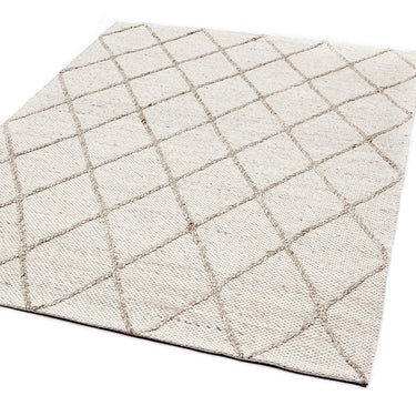 Katherine Carnaby Coast Diamond Wool and Viscose High Quality Hand Woven CD02 Cream Rug
