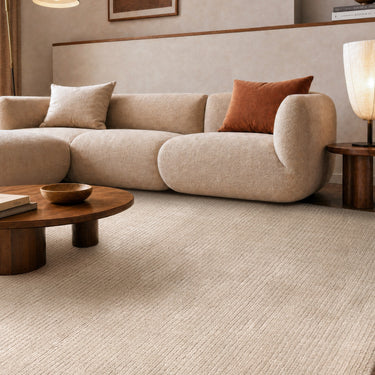 Rowan Oyster Hand-Woven Soft Silky Striped Rug
