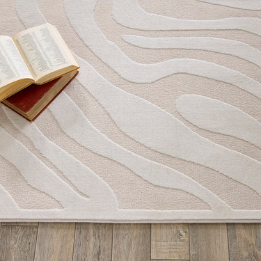 White Sands Dune Cream By Polypropylene Abstract Scandi Round Rug
