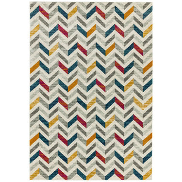 Colt Chevron Zig Zag Pattern Rugs in Multi, Grey and Yellow Mustard