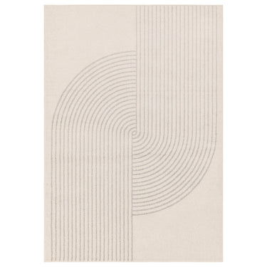 Muse Modern Abstract Geometric Arch, Cross Stripes Rug in Blue, Cream, Pink and Yellow