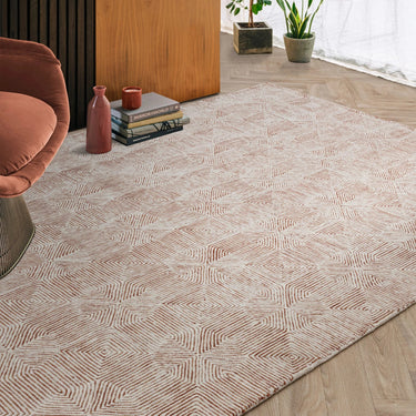 Asiatic London Camden Tufted Kaleidescope Terracotta Wool Viscose Geometric Textured Rug