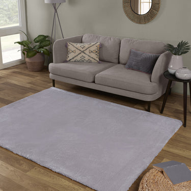 Lulu Plain Extra Soft Shaggy Rug in Silver