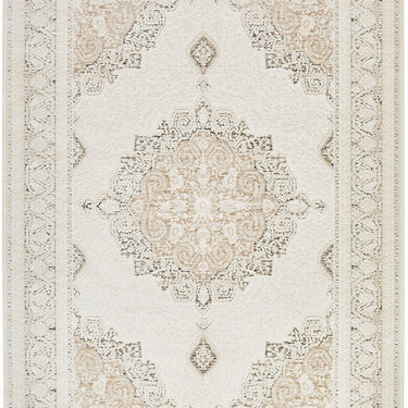 Olivia OLI103  Bordered Medallino Traditional Rug in Cream Khaki