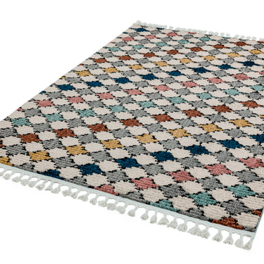 Cyrus CY05 Farah Modern Traditional Nomadic Kilim Berber Style Fringed Rug in Multi Extra Large 200 x 290 cm