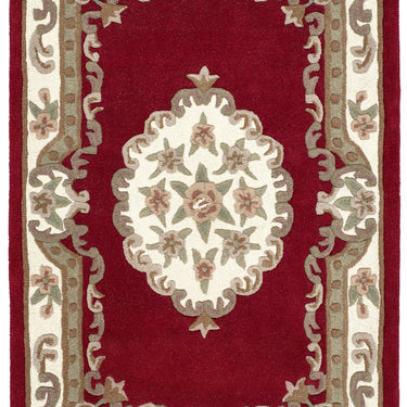 Origins Aubusson Shensi Traditional Wool Round, Hallway, Halfmoon Rug in Wine Red