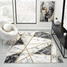 Bianco 185MA Modern Marbled Abstract Black Cream Rug & Hall Runner - Small 80x150 cm (2'6"x5')