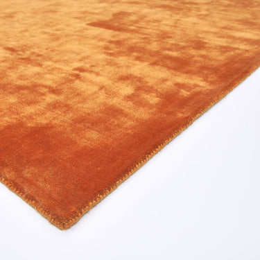 Katherine Carnaby Chrome Hand Made Rug Modern Plain Viscose Silky Shiny Luxurious Paprika Orange Rug