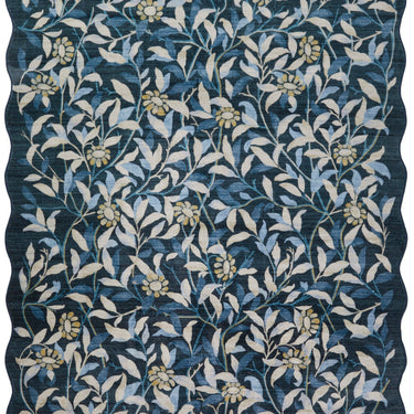 Consept Looms Liberty Scalloped LIB306 Navy Washable Non-Slip Traditional Floral Rug