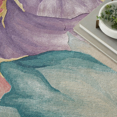 Prismatic Abstract Rug by Nourison Modern Luxury Soft Wool Silky Viscose Hand Tufted PRS34 Rug in Ivory