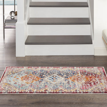 Nourison Kashan VKA09 Medallion Bordered Classic Multicolours Polypropylene Persian Traditional Vintage Rug