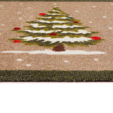 My Nylon Pattern Christmas Winter Trees Washable Non-Slip Bordered Rug