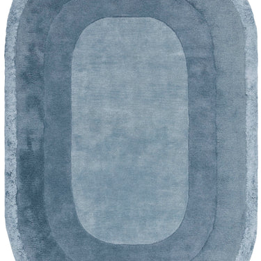 Asiatic London Halo Denim Oval Tufted Ombre Blue Hand-Carved Wool Viscose Bordered Rug