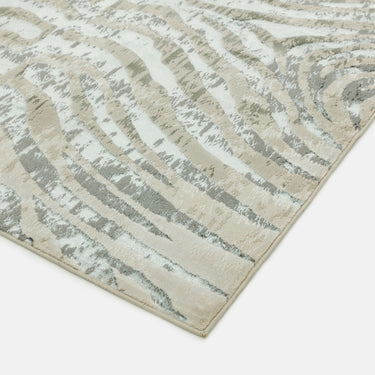 Quantum Zebra Print QU04 High Shine Rug in Beige Grey