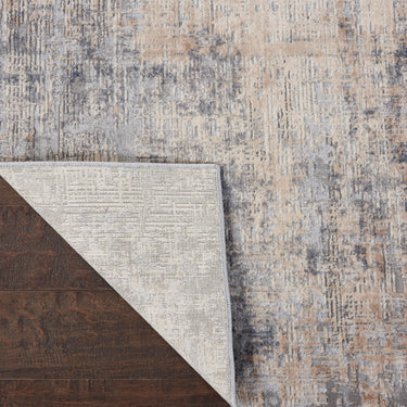 Nourison Rustic Textures RUS01 Grey Beige Jute Polypropylene Abstract Textured Hallway Runner Rug 66x236 cm