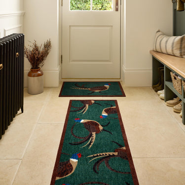 My Pattern Pheasant Green Washable Non-Slip Doormat
