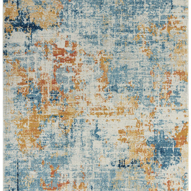 Nova Illusion Ochre Blue NV39 Abstract Marble Rug